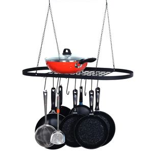 Support de pot ovale suspendu en métal pour casseroles et poêles crochet ustensiles support de rangement suspendu mural organisateur de cuisine - Product Image 3