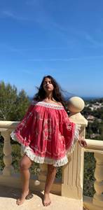 Bán buôn mùa hè cổ điển kaftan áo đẹp bãi biển mặc tuyệt đẹp thêu maxi nông <span class=keywords><strong>d</strong></span>ân thư giãn phù hợp với bông tự nhiên tua - Product Image 4