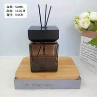 Bouteille diffuseur carrée en verre de 500 ml en gros, vide, pour diffuseur à bâtonnets, pour la décoration et les parfums d'intérieur