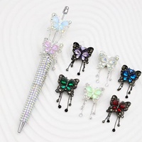 Stylo de luxe orné de strass et de perles, avec embout papillon pavé de diamants, stylo à bille DIY, ensemble cadeau pour l'école et le bureau, accessoires de perlage personnalisés