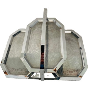 Modern Serving Tray Folding for Home Restaurant Silver Color Modern Serving Tray Square Shaped <b>Rice</b> Dish Serving hotel Supplies - Product Image 1