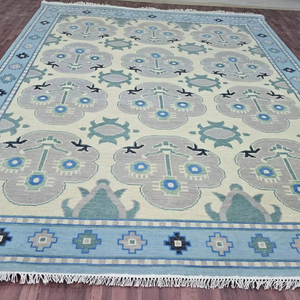 พรมขนสัตว์ถักด้วยมือแบบโบราณคุณภาพสูงชุดพรมในห้องนั่งเล่นขนาด8x10สไตล์ดั้งเดิมสีฟ้าสีชมพู - Product Image 1