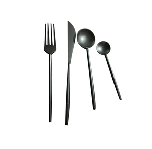 Juego de cucharas de cena de acero inoxidable de alta calidad para manualidades, juego de cubiertos de 5 piezas, juego de cubiertos de oro negro pulido al mejor precio - Product Image 5