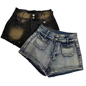 กางเกงขาสั้นผ้ายีนส์สำหรับผู้หญิงกางเกงขาสั้นผ้ายีนส์ทรงคาร์โก้แบบฟอกสีได้ออกแบบได้ตามต้องการ - Product Image 3