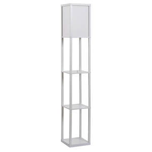 HOMCOM <b>Floor</b> Lamp with 3 Integrated <b>Shelves</b>, E27 Socket, 40W Power, Modern MDF Furniture, 26x26x160cm, White - Product Image 1