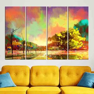 Tableau imprimé sur toile avec paysage d'arbre d'automne coloré et vibrant, ensemble de 4 toiles - Product Image 1