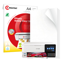 Hojas de Etiquetas Autoadhesivas de Vinilo Imprimibles en Inyección de Tinta, Blancas Mate, Formato A3 A4, Papel Adhesivo Impermeable