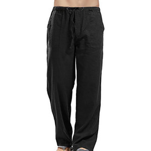 <b>Men's</b> Summer <b>Casual</b> Baggy Beach <b>Trousers</b> Loose Pants 100% Cotton <b>Linen</b> Solid Color-OEM Service Available - Product Image 1