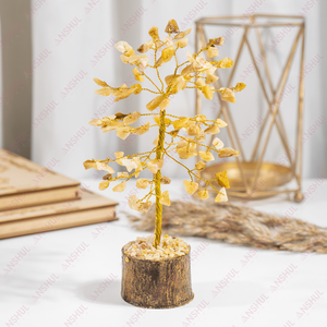 Arbre en pierre d'aventurine jaune 100 % authentique, fait main, au design charmant, qualité garantie, idéal pour la décoration intérieure - Product Image 3