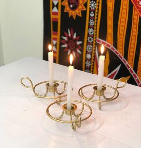 Modern Glowing Chambers tick <b>Candle</b> Holders Golden <b>Round</b> <b>Candle</b> Plate Holder Decorate home festive hotel restaurant wedding - Product Image 6