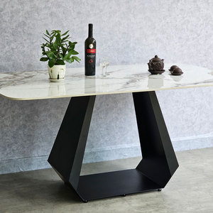 Ensemble de salle à manger moderne avec plateau en marbre et 6 chaises rembourrées pour la cuisine et le salon, meubles de maison - Product Image 6