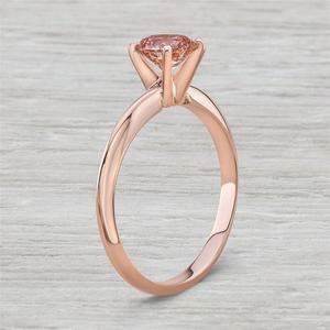 Bague solitaire en diamant cultivé en laboratoire rose taille ronde pour elle Bague sertie de diamants écologiques taille ronde rose faite à la main - Product Image 3