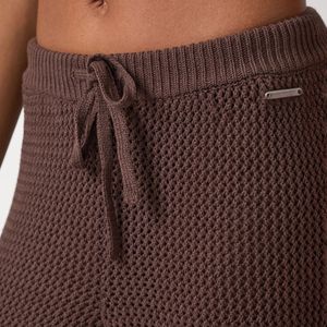 Womens Knit Trousers Chocolate Brown Wide Leg Beach <b>Pants</b> High Waist Drawstring <b>Summer</b> Resort Wear Bottoms - Product Image 6