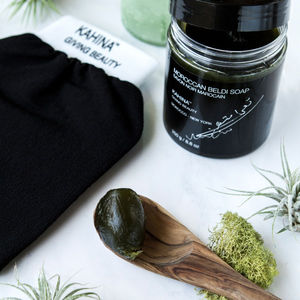 Coffret cadeau de spa marocain Hammam |   Savon noir, Gant Kessa, Argile Ghassoul, Huile d'argan, Eau de rose, Pack exfoliant, Ensemble de luxe pour spa, Pro - Product Image 1