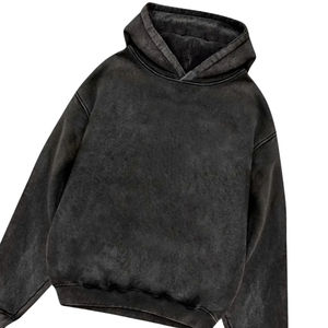 Sudadera con Capucha Extra Grande Color Gris Carbón Lavado, Algodón Grueso, Estilo Casual Urbano para Hombre, Sudadera con Capucha y Bolsillo Tipo Canguro para Invierno - Product Image 3