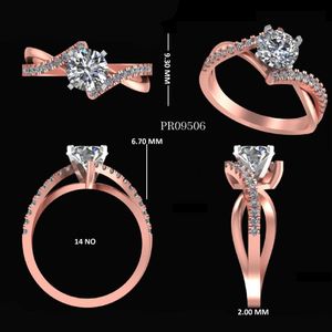 Bague solitaire vintage fantaisie en diamant, or rose 14 carats avec placage rhodium, pour fiançailles, mariage, anniversaire ou cadeau de fête - Product Image 2