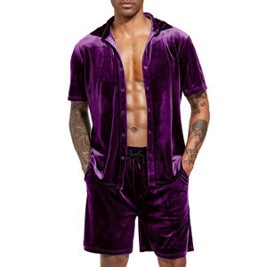 Ensemble décontracté deux pièces pour hommes, patchwork brodé à manches courtes, jogging à séchage rapide, chemises et shorts de sport, survêtements de sport - Product Image 1