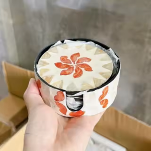 ถาดรองแก้วทรงกลมฝังมุกลายใหม่ล่าสุดพร้อมที่จับสีสันสดใสสำหรับถ้วยน้ำชาทำมือร้านอาหารจาก - Product Image 2