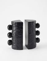 Lot de serre-livres noirs contemporains minimalistes en fonte texturée, décor sculptural artistique, vente en gros