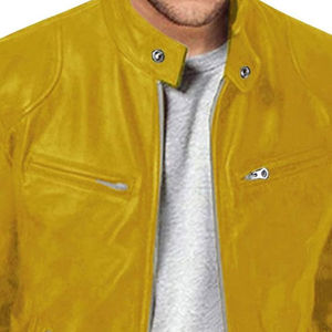 Chaqueta de motociclista para hombre de piel auténtica personalizada al por mayor, chaqueta de motociclista antibacteriana con cierre de cremallera informal de otoño con soporte acolchado clásico - Product Image 5