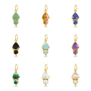 Joyería personalizada Calcedonia azul Trillion forma de piedras preciosas bisel encanto colgante joyería diseñador encantos al por mayor - Product Image 2