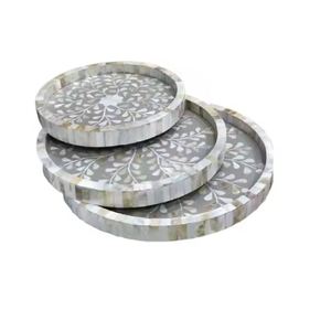 Bone Inlay Decorative Platters Classic Design Kitchenware <b>Round</b> <b>Tray</b> Dinner Serving Platters <b>Tray</b> in Good Price - Product Image 1