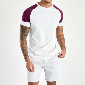 Venta al por mayor OEM Custom High Street Twin Sets-Camisetas cortas de algodón transpirable para hombres de dos piezas Slim Fit bordado Técnica - Product Image 1