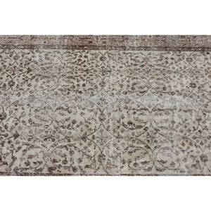 พรม3.7x6.3ft ตุรกีวินเทจขนสัตว์แฮนด์เมดสีน้ำตาลเบจพร้อมแผ่นรองยางลายเย็บปะสี่เหลี่ยมผืนผ้าสำหรับข้างเตียง - Product Image 5