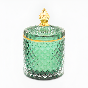 Récipient à bougie en verre rempli de cire texturée et diamantée personnalisé pots à bougie parfumés créatifs modernes avec couvercles - Product Image 2