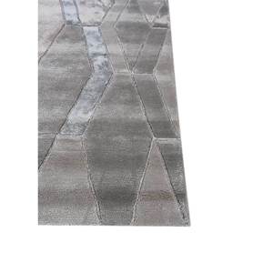Alfombra Acar de Lana y Viscosa Hecha a Mano, Rectangular, con Rayas Geométricas Grises y Negras, para Sala de Estar, Pasillo, para Adolescentes -TNQ-50014 - Product Image 4