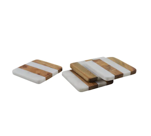 Sous-verre écologique en bois et marbre, forme carrée, fait à la main, réutilisable, personnalisable, design supérieur, épaisseur 10 mm - Product Image 2