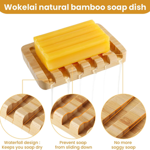 ไม้ไผ่สบู่ผู้ถือกรณี Handmade สี่เหลี่ยมผืนผ้าไม้สบู่ผู้ถือจานสบู่ Saver สําหรับบ้านห้องครัวห้องน้ํา - Product Image 2