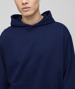 Wholesale 420gsm 100% Cotton Oversized Drop Shoulder custom screen printed logo solid navy colour breathable mens <b>Hoodie</b> - Product Image 6