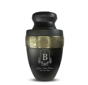 Personalized Human Cremation Urn for Adult Ashes Men Women Aluminum Urn with Name Date Design Black with Silver Rim Custom Size - Product Image 3