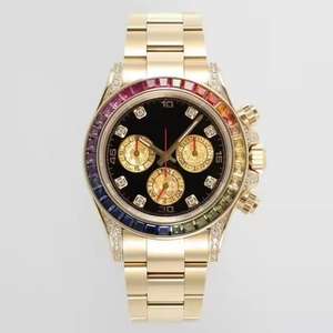 Montre mécanique de luxe pour plongeur, verre de haute qualité, acier inoxydable, or, diamant moissanite arc-en-ciel, tourbillon, montre-bracelet de 45 mm pour - Product Image 1