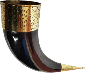 Jarra navideña de estilo medieval hecha a mano, taza vikinga de cuerno Natural con característica de Animal, decoración de barra pulida, regalo - Product Image 2