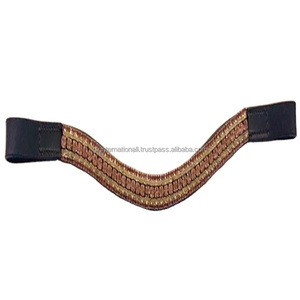 Diamantes de imitación personalizados de 5 filas, cristales transparentes de color rosa y plateado, hechos a mano, cuero negro, inglés, banda para cejas de caballo en full cob - Product Image 1