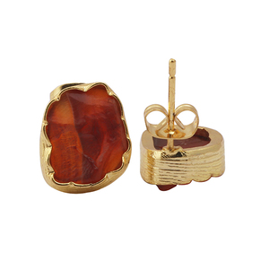 Boucles d'oreilles en cornaline naturelle avec pierres précieuses, texture dorée, style papillon, minuscule fleur, bijoux bohème en pierre de naissance, boucles d'oreilles - Product Image 2