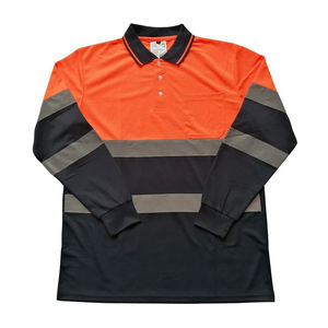 Polos de travail de sécurité réfléchissants à manches longues en polyester de haute qualité pour hommes, logo personnalisable, design respirant, nouvelle vente en gros - Product Image 2