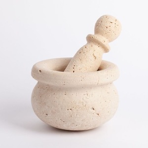 Mortier en marbre blanc naturel pilon conception de forme de bateau unique outil de cuisine le plus vendu pour les herbes épices pierre matériel - Product Image 3