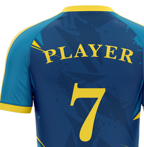 Camiseta de fútbol con logotipo personalizado de poliéster 100% de alta calidad, parte superior de tela suave con número de sublimación, fabricada a Color de pedido - Product Image 5