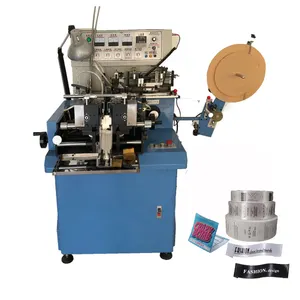 Automatic hot cold knife textile grosgrain ribbon garment apparel label cut and fold machine equipment