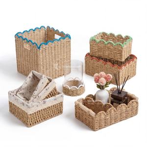 Panier de rangement en paille tressée écologique, paniers de rangement en paille personnalisés OEM ODM pour l'organisation du placard, accessoires de salle de bain, décoration intérieure - Product Image 1