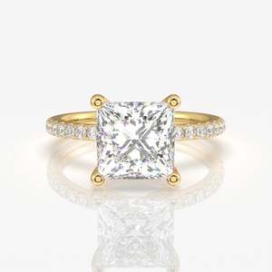 แหวนทองคำ 18K ประดับเพชรโมอิสซาไนต์ทรงปรินเซสคัท ดีไซน์หรูหรา - Product Image 1