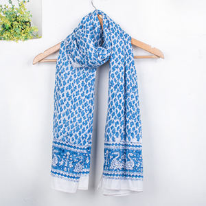 Handmade Luxury Adult Summer Cotton <b>Sarong</b> Designer India Fish Block Printed Traditional Scarf Shawl-Wholesale - Product Image 1