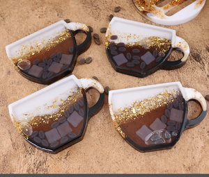 Juego de Posavasos de Resina Artesanal de Lujo, Diseño Único de Madreperla Natural Blanca, Forma Redonda - Product Image 5