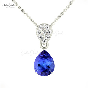 Classement fournisseur 1.50 CT pendentif de mariage en opale de feu 14k or massif diamant larme pendentif de mariée tanzanite bijoux en gros - Product Image 5