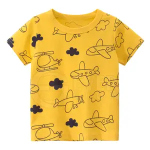 Toptan fabrika fiyat organik pamuk çocuklar grafik T shirt karikatürler ile 2024 özelleştirilmiş üst tasarım gömlek