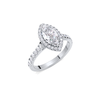 Bague de fiançailles et de mariage en diamant de laboratoire certifié IGI, taille marquise, 1 carat, avec halo, en argent sterling 925 massif