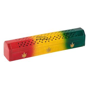 Quemadores de caja de varitas de incienso talladas en madera de mango de color Rasta exportador mayorista de India - Product Image 1
